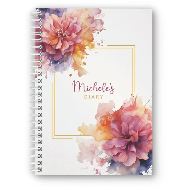 PERSONALISED DIARY BLOOMS, Any Month/Year Start, 2025, 2025, 2026, A5