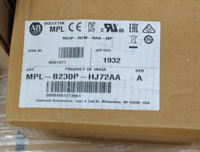 New Allen Bradley Mpl-B230P-Hj72Aa Servo Motor Ab Mpl B230P Hj72Aa