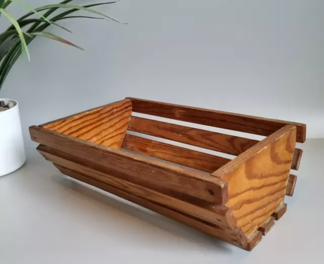 Vintage Retro Wooden Slatted Indoor Plant Pot Holder Planter Trough Mid Century