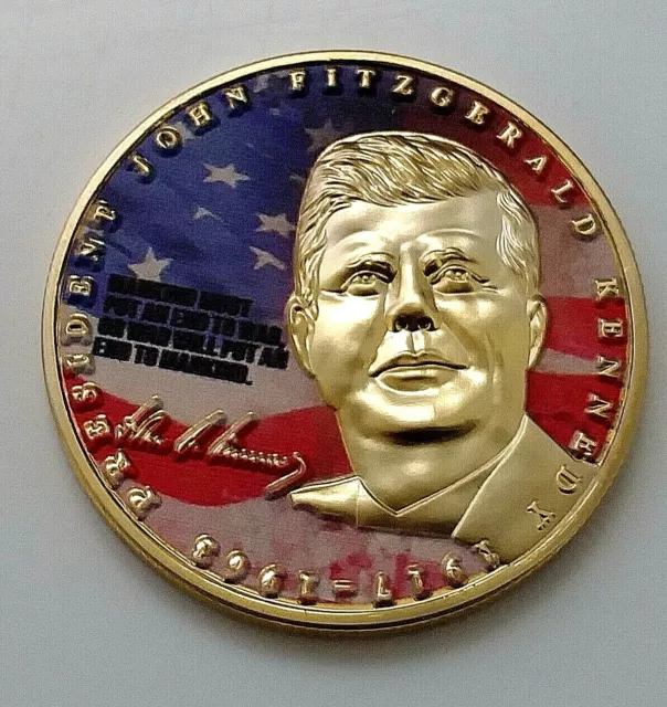 JFK Gold Coin Star & Stripes Americana President John F Kennedy Signed Dallas US