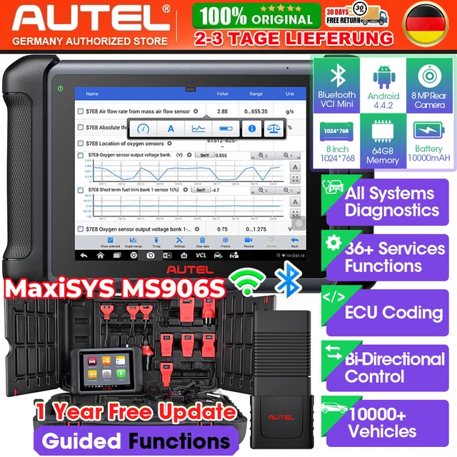 2023 Autel MS906S Profi KFZ Diagnosegerät Auto OBD2 Scanner ALLE SYSTEM TPMS DE