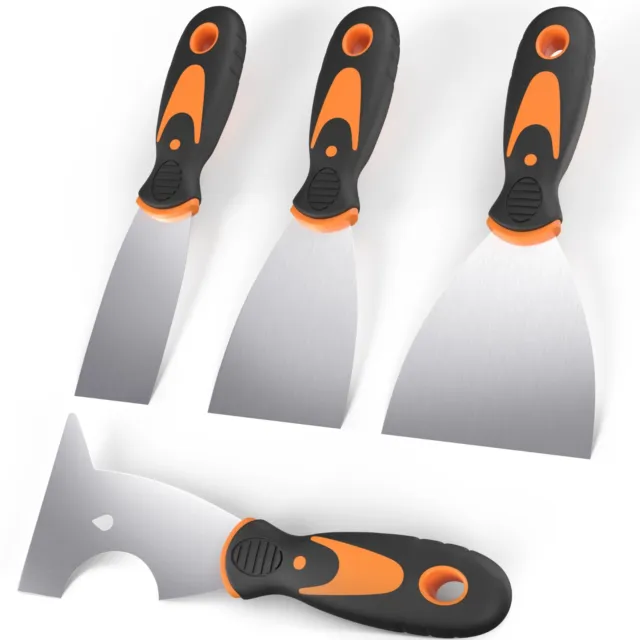 Putty Knife Set 4pcs Filling Paint Wallpaper Scraper Stripper Flexible Blade UK