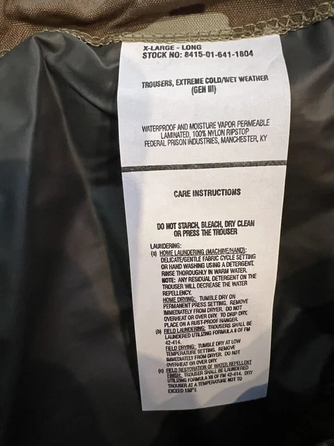 USGI Gen III ECWCS Level 6 OCP Multicam Gore-Tex Trousers, XL Long NEW 3