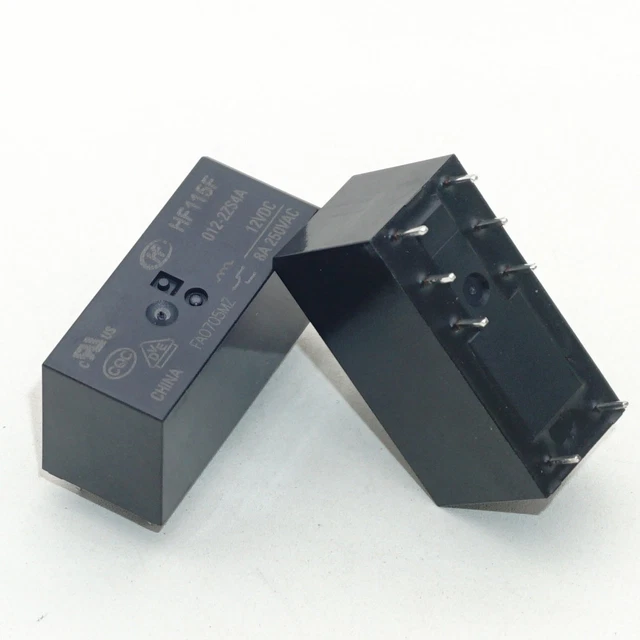 Relais électrique HONGFA HF115F 012-2ZS4AF - 12VDC 8A 250VAC - 8 Broches - Neuf Sous Emballage