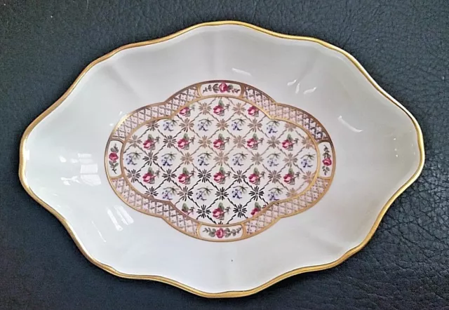 Limoges Castel Dish France Porcelaine Vintage Oval Rose Flower Gold Accent