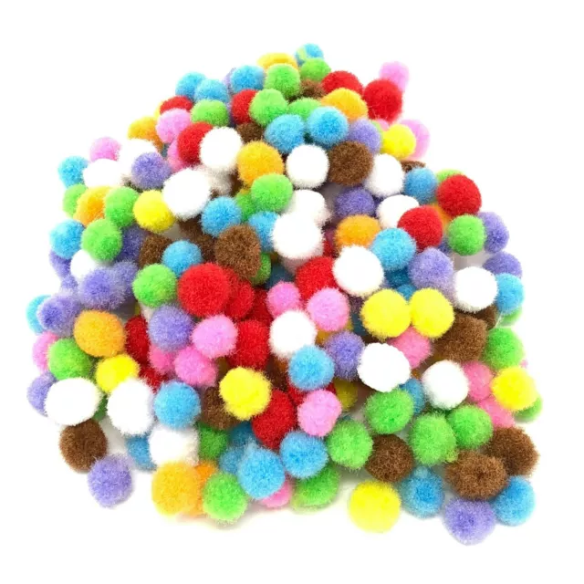 Multicoloured 8mm Mini Pom Poms Small Fluffy Craft Embellishments