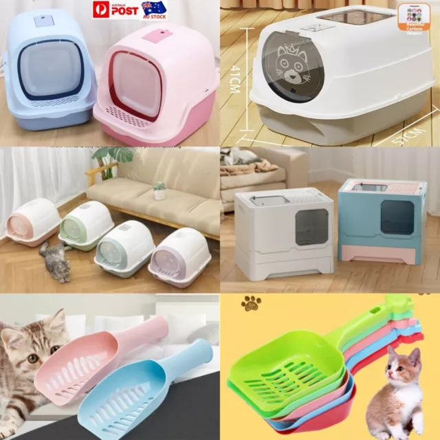 Pets Large Cat Litter Box Cleaning Hooded Tray Kitty Toilet and Litter Shovel AU