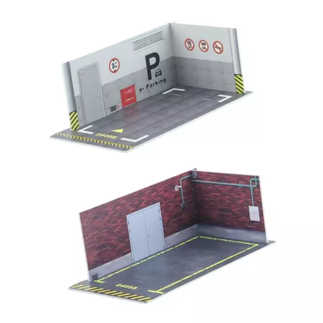 Lot de 2 Parkings de Scène En Toile de Fond 1/24 pour Organisateur de