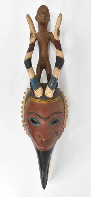 Red Guro Portrait Mask with Figure Cote d'Ivoire African Art