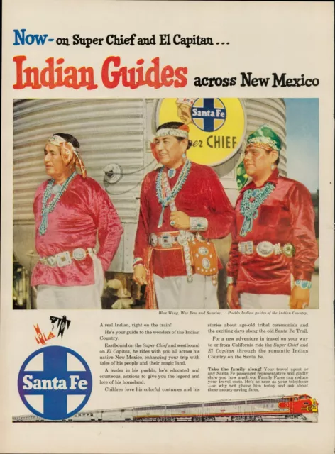1954 Santa Fe Railroad Rail Train Railway Vintage Old Print Ad Indian Country