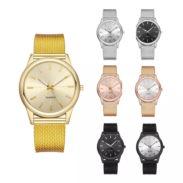 Geneva Luxury Women Men Girls Gold Silver Black Alloy Analogue Watch Wrist Mesh