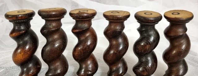 6 Barley twist turned spindle Column Antique french architectural salvage 4.8 in 6