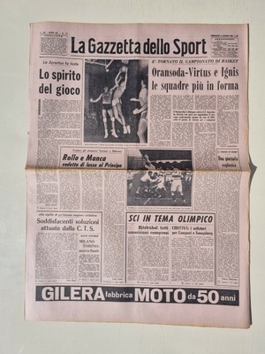 GAZZETTA DELLO SPORT 13 GENNAIO 1960 ORANSODA-VIRTUS IGNIS CORTINA VIANELLO 