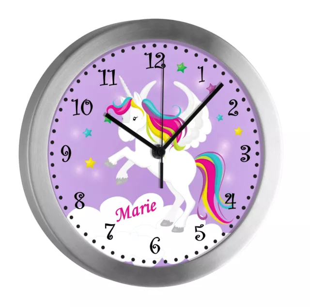 Kinderuhr mit Namen Kinder Funkuhr leise Wanduhr Kinderzimmer Uhr Pegasus