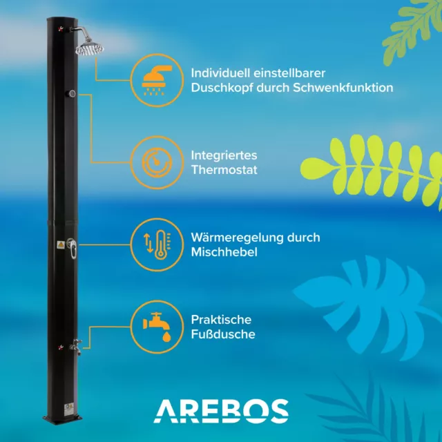 AREBOS Solardusche 35L Solardusche rund Gartendusche Pooldusche Außendusche 3