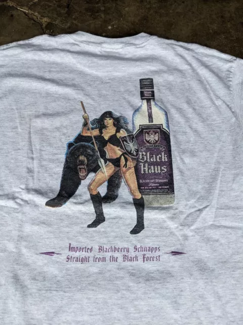 Black Haus Vintage '90s Schnapps Liquor Nature Near Sexy Rumple Promo T-shirt XL