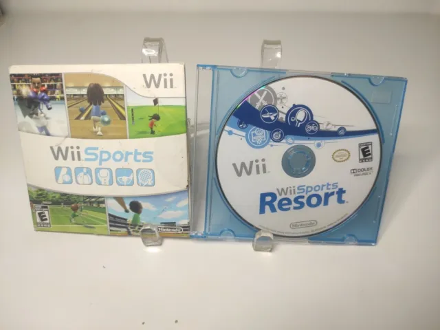 Wii Sports + Wii Sports Resort (Nintendo Wii) Bundle Set Golfing Bowling Tennis