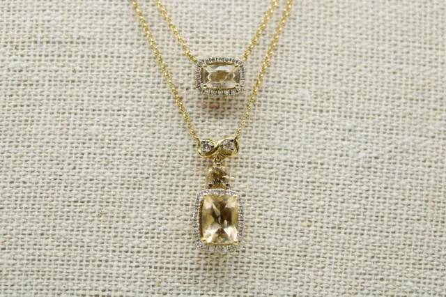 Le Vian 14K Yellow Gold 1.7 TCW Morganite & Diamond Double Pendant 18" Necklace