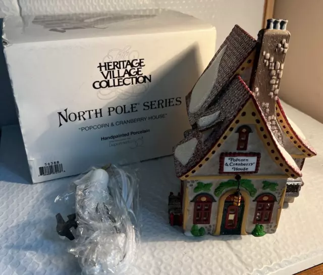 Dept 56 North Pole Series Popcorn And Cranberry House Mint in Box MIB