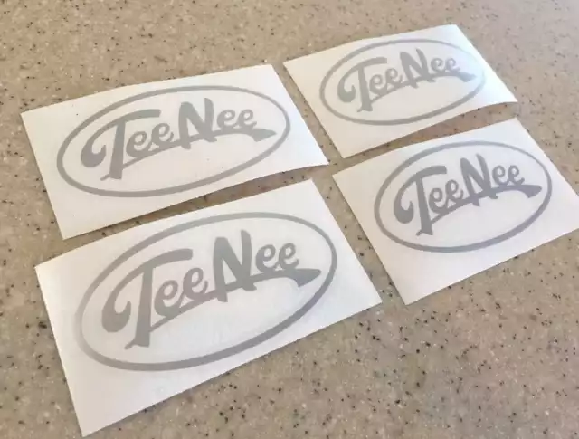 Tee Nee Vintage Boat Trailer Decals 4-pak Silver Free Ship + Fish Decal