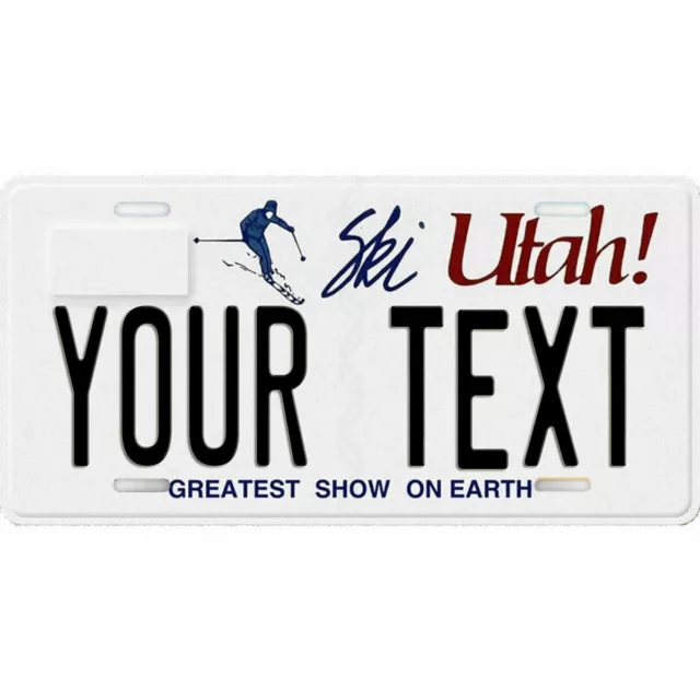 Utah Ski White Greatest Snow On Earth Custom License Plate YOUR Text Name 1990s