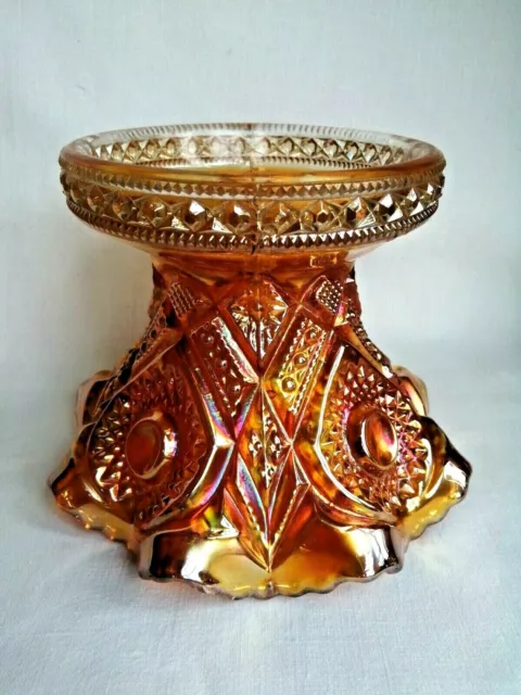 Marigold Carnival Imperial Glass Orange Punch Bowl Base Vase Vintage