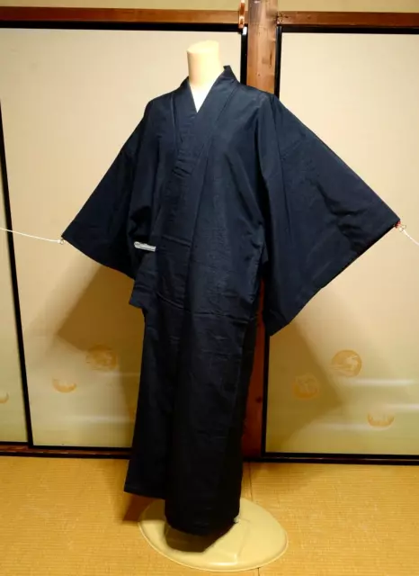 (with Flaws) Men's Silk Kimono Japanese vintage Robe 138cm /1182