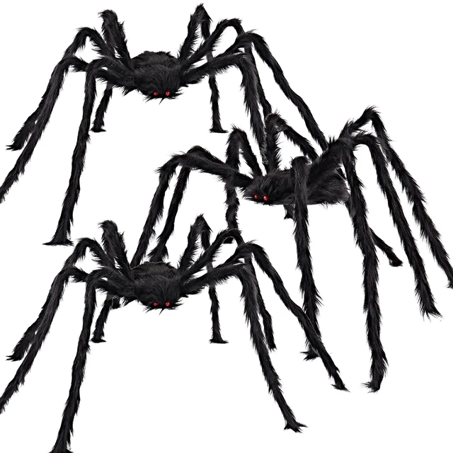 JOYIN 3PACK5FT HALLOWEEN Realistic Hairy Scary Spiders with Giant Size
