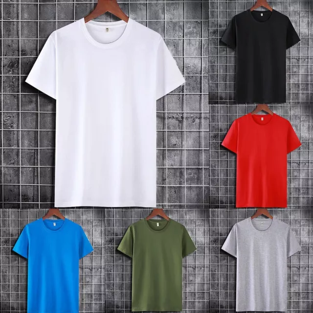 T-shirts hommes en coton de qualité supérieure manches courtes couleur unie t-