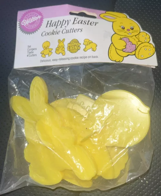 Vintage 1989 Wilton Easter Cookie Cutter 4pc Set: Duck, bunny, egg & sheep/lamb