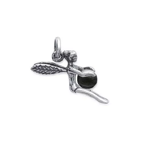 Magnifique PENDENTIF Fée clochette ARGENT & ONYX NEUF