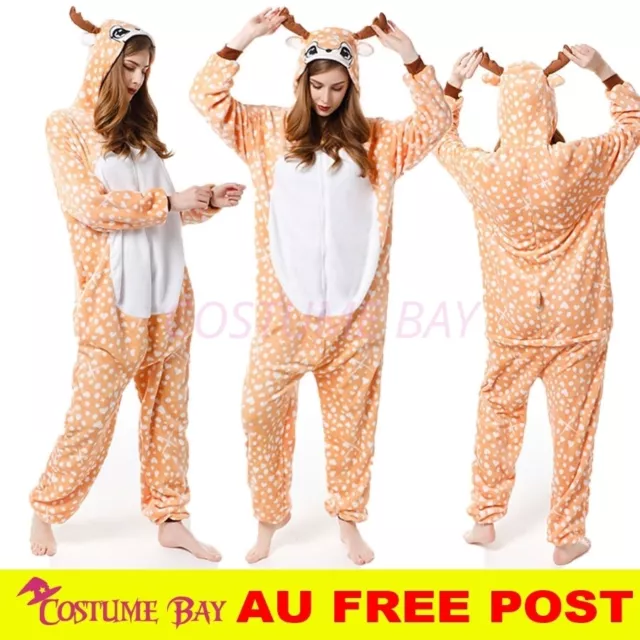 AU Animal Deer Jumpsuit Onesie Adult Kigurumi Cosplay Unisex Pajamas Costume