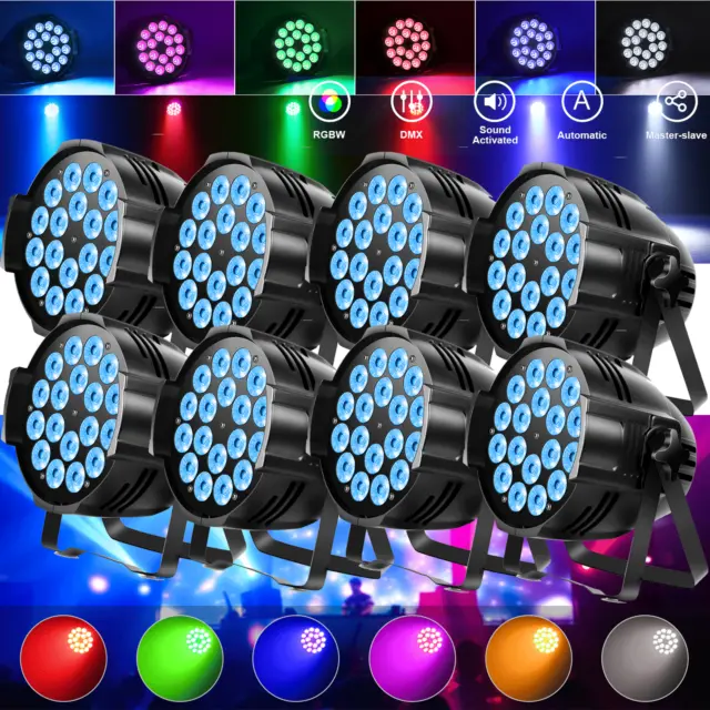 8Stk 270W LED Par Strahler RGBW 18 LED Partylicht Bühnenlicht DMX DJ Discolicht