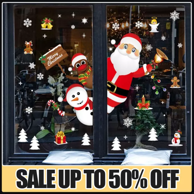 Christmas Xmas Santa Removable Window Stickers Art Decals Wall Home Shop Decor