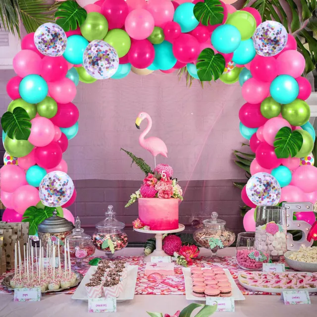 142x Tropical Hawaiian Flamingo Theme Balloon Garland Arch Kit Beach Party Decor
