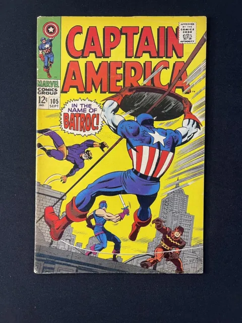 CAPTAIN AMERICA Comic Book, Vol. 1 Number 105 (Marvel September 1968) VERY NICE!