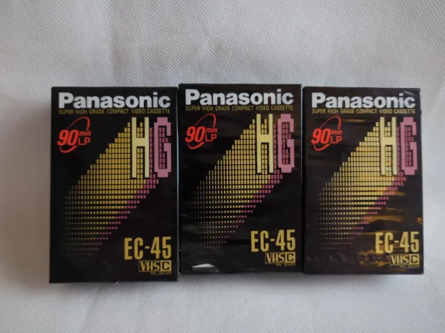 Panasonic x 3 Super HG EC45 VHSC 90 Min Blank Video Cassette Tape | Sealed