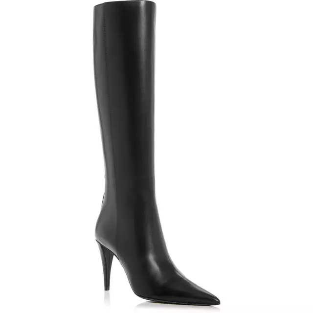 VALENTINO GARAVANI WOMENS Black Leather Pointed Toe Knee-High Boots 37 ...