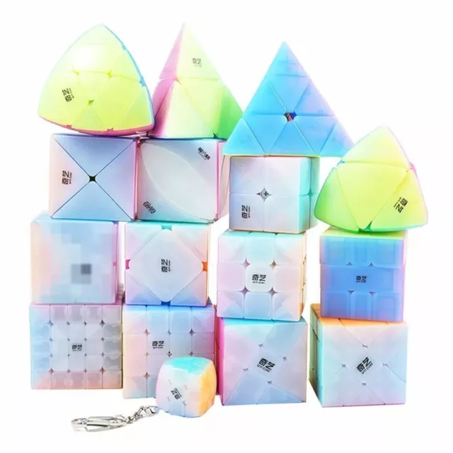 QiYi Jelly Color Magic Cube 2x2 3x3 4x4 5x5 Pyramide Schlüsselanhänger...