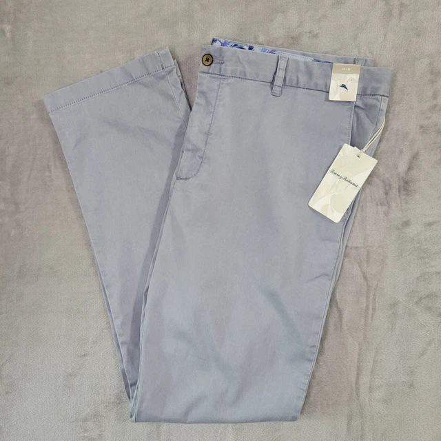 TOMMY BAHAMA PANTS Boracay Mens 40x34 Gray Port Side Blue Solid Flat ...