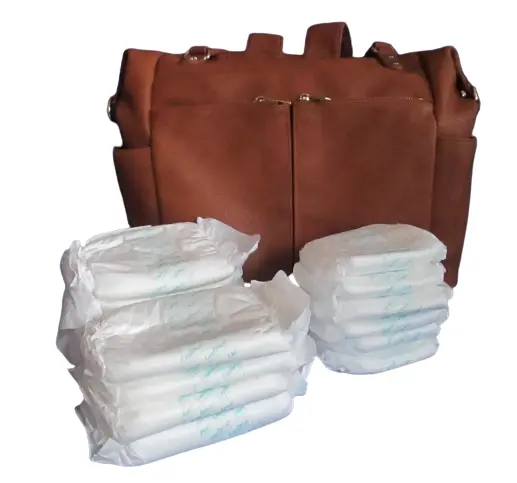 MOMINSIDE Large Diaper Bag Travel Tote Vegan Leather Backpack w/14 Pockets
