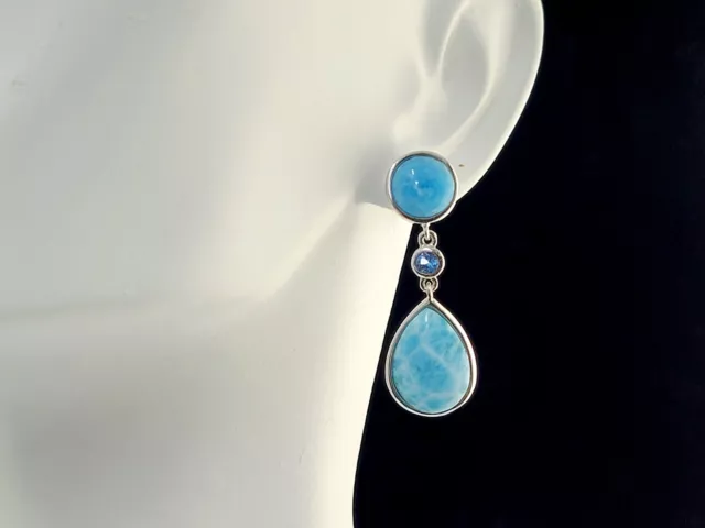 Larimar 10X14mm Earrings  AAA Premium Quality .925 Sterling Silver