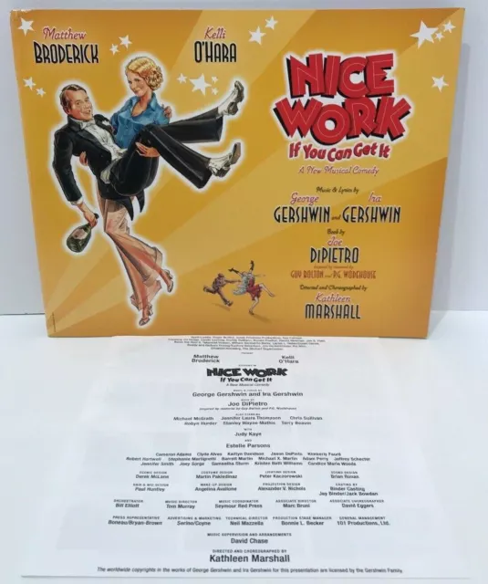 Nice Work If You Can Get It Broadway Musical PROGRAM & CAST SHEET Broderick NICE