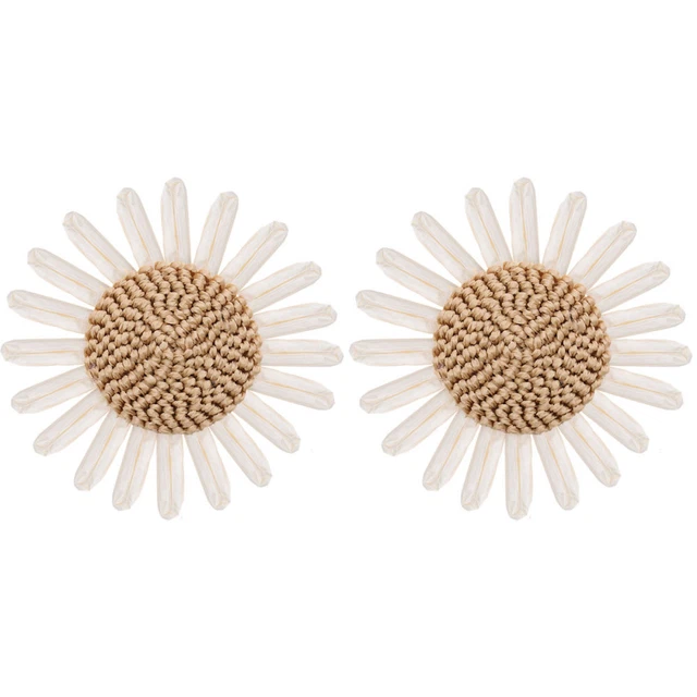 2PCS Weaving Sunflower Decor Accessory Handmade DIY Shoe Flowers Creative Girl