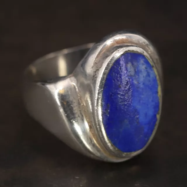 VTG Sterling Silver - INDIA Lapis Lazuli Inlay Ring Size 7.5 - 4.5g