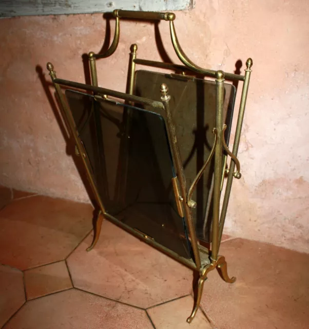 Porte revue Maison Jansen en bronze et verre fumé Néo-classique