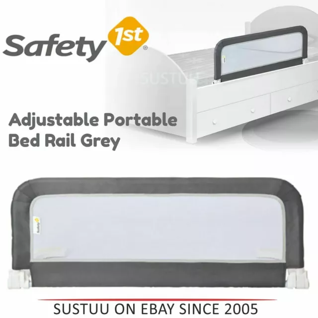 Safety 1st Adjustable Portable Bed Rail¦Kid's Cot Side Barrier Protection¦Grey