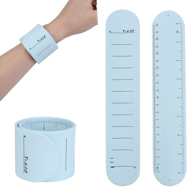 EY# Silicone Slap Ring Notepad Wearable Pocket To-do List Wristband (Light Blue)