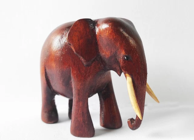 Wood Elephant Sculpture Statue Hand Carved Wooden Ornament Gift Handmade  NEW