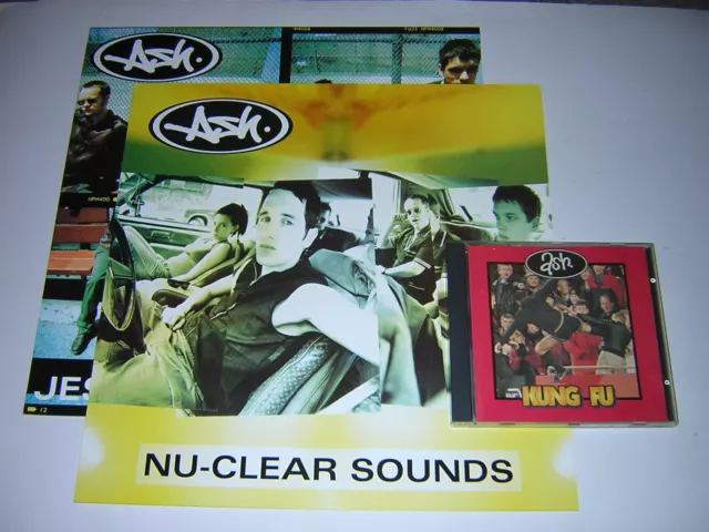 ORIGINAL ASH CD SINGLE - KUNG FU - PLUS 2 PROMOTIONAL 12"x12" CARDS